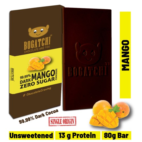 99.99% Dark Chocolate MANGO, Vegan  Dark Chocolate, Gluten FREE, 80 gm